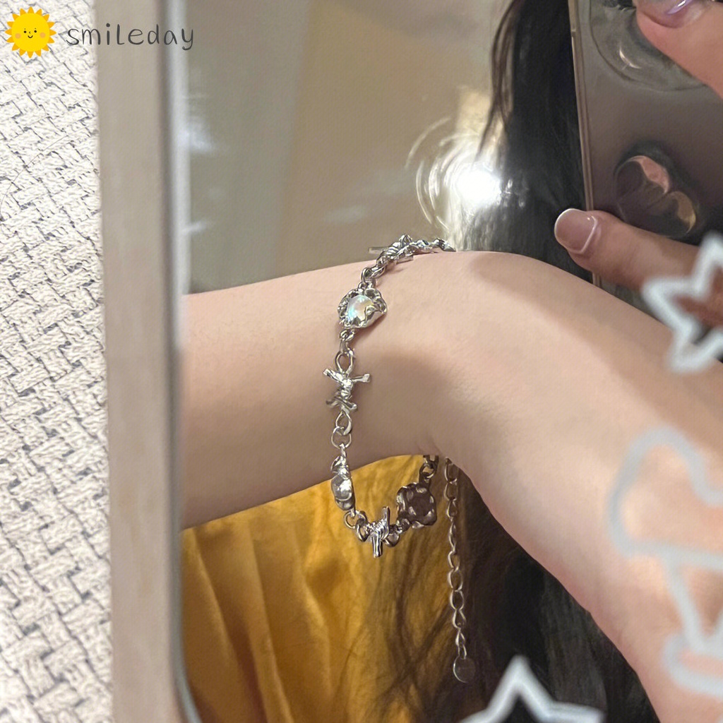 Vòng Tay Mạ Bạc Đính Gai Mặt Trăng Thời Trang Cho Nữ