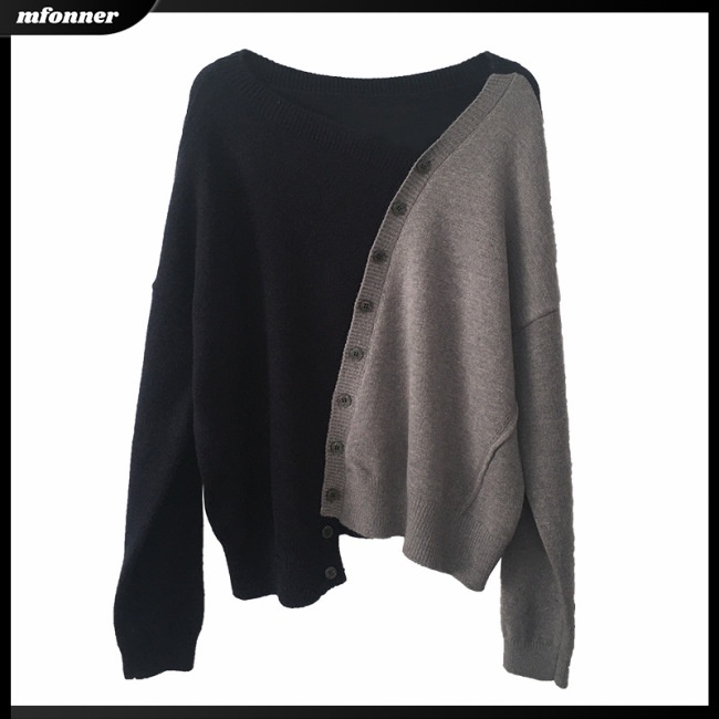Áo Khoác Cardigan Dệt Kim Màu Sắc Tương Phản Thời Trang Cho Nữ