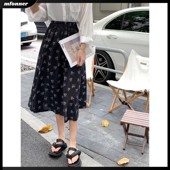 Chân Váy Xếp Ly Lưng Cao Co Giãn In Họa Tiết Hoa Thời Trang Mùa Hè Dành Cho Nữ