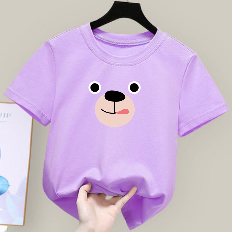 Áo Thun Cotton Lụa In Họa Tiết Hoạt Hình Trang Trọng Unisex Cho Bé Trai