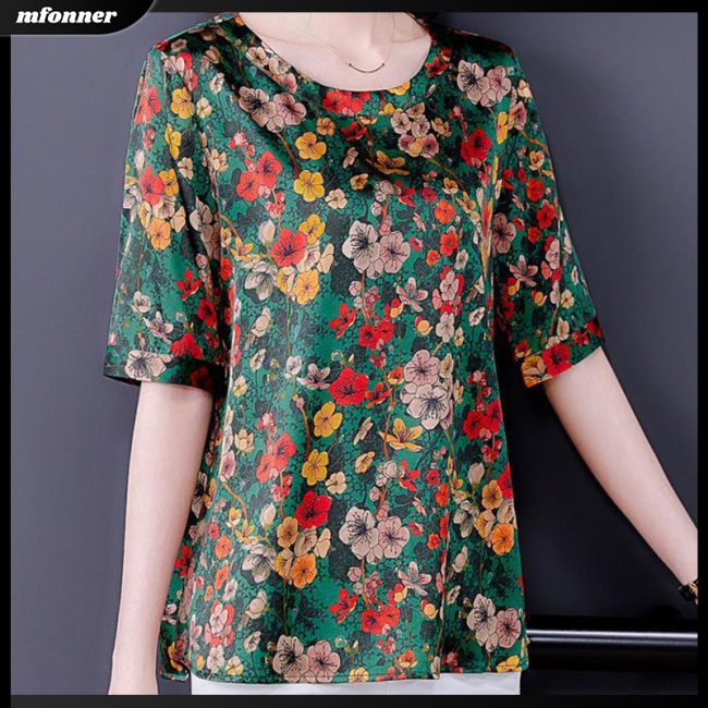 Áo Thun Tay Ngắn Dáng Rộng In Họa Tiết Hoa Đơn Giản Thời Trang Cho Nữ