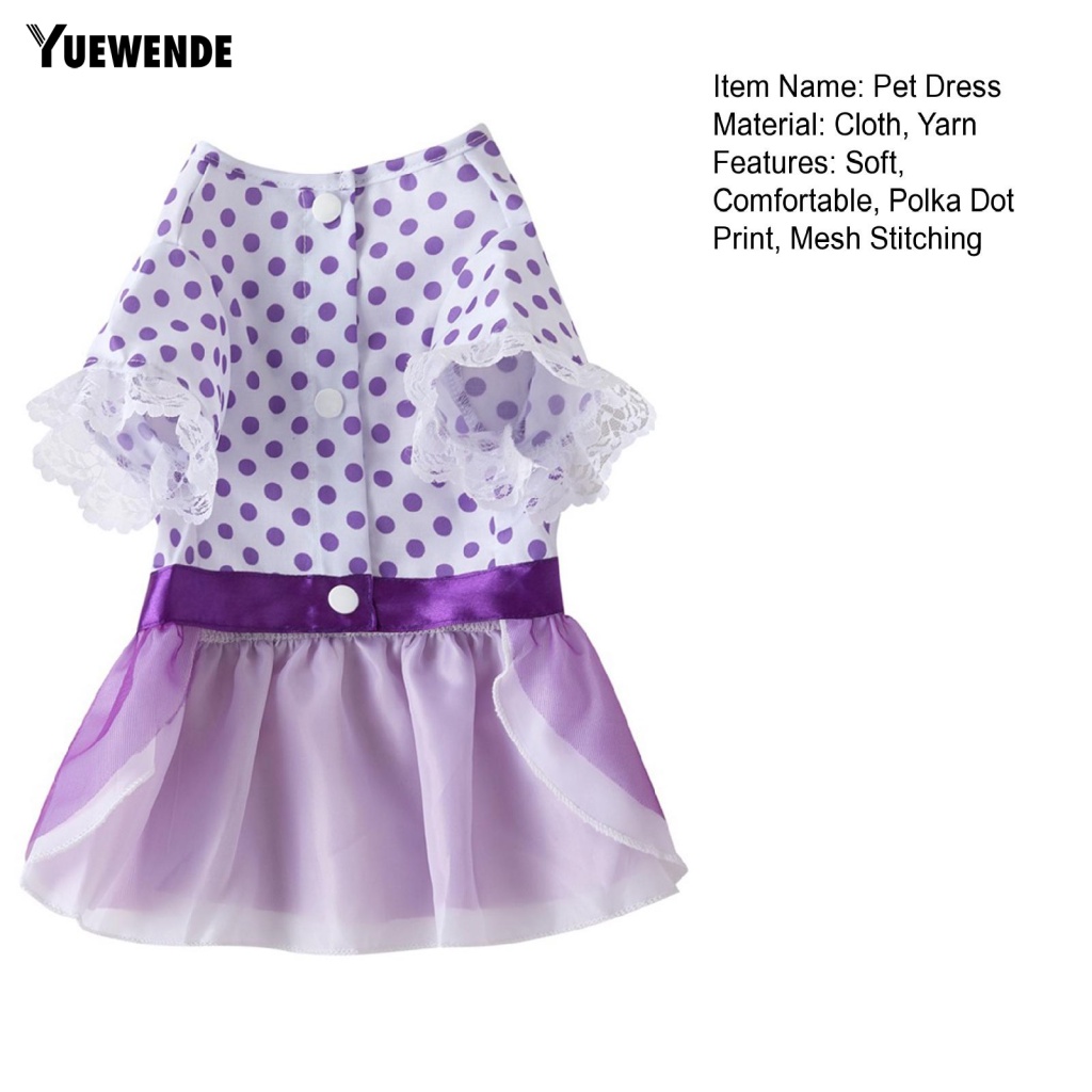 Ye.b Đầm Cổ Tròn Họa Tiết Chấm Bi Bắt Mắt Mặc Hàng Ngày Cho Thú Cưng