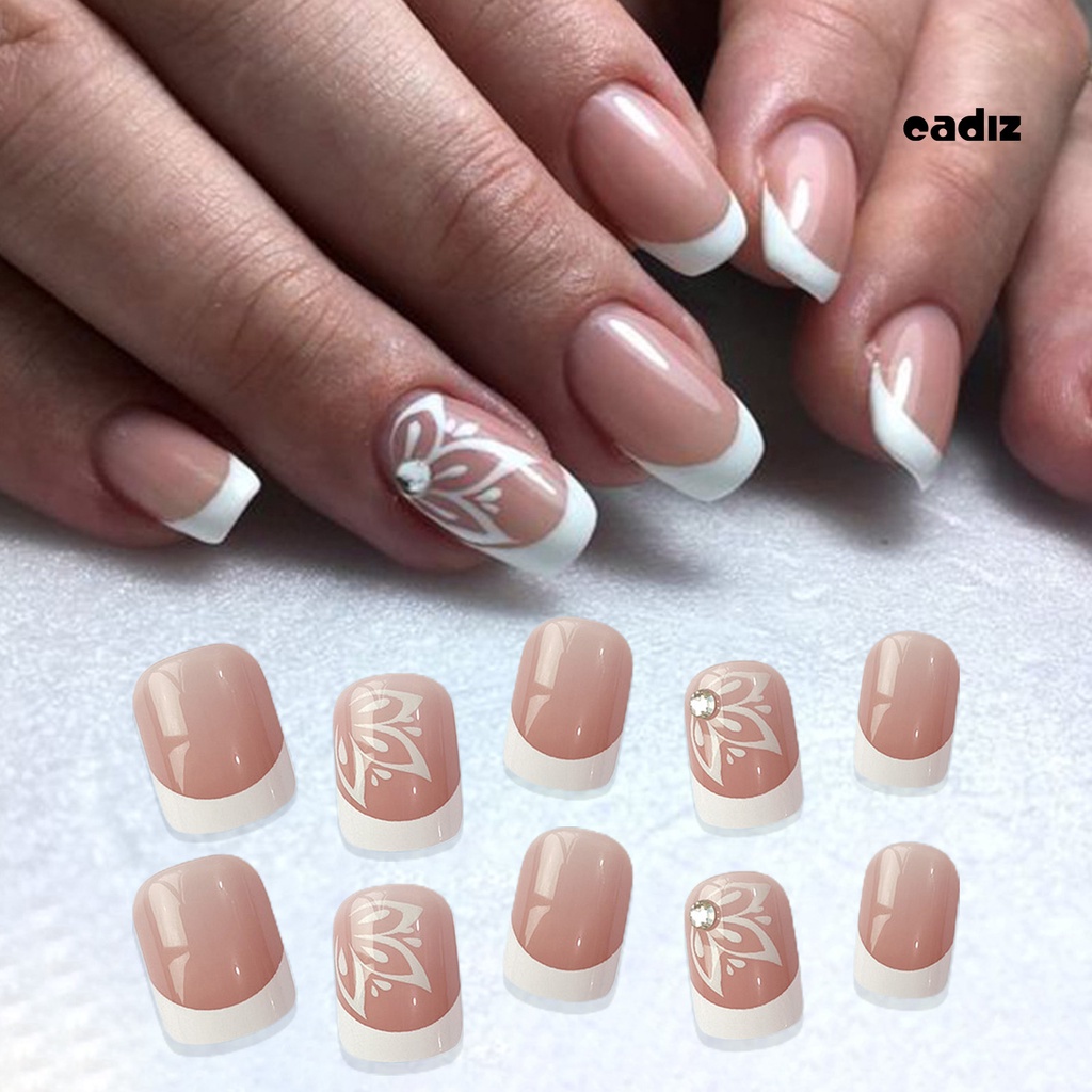 1 Bộ Móng Tay Giả Che Phủ Toàn Diện Kèm Keo Dán DIY Phong Cách Pháp Cho Salon