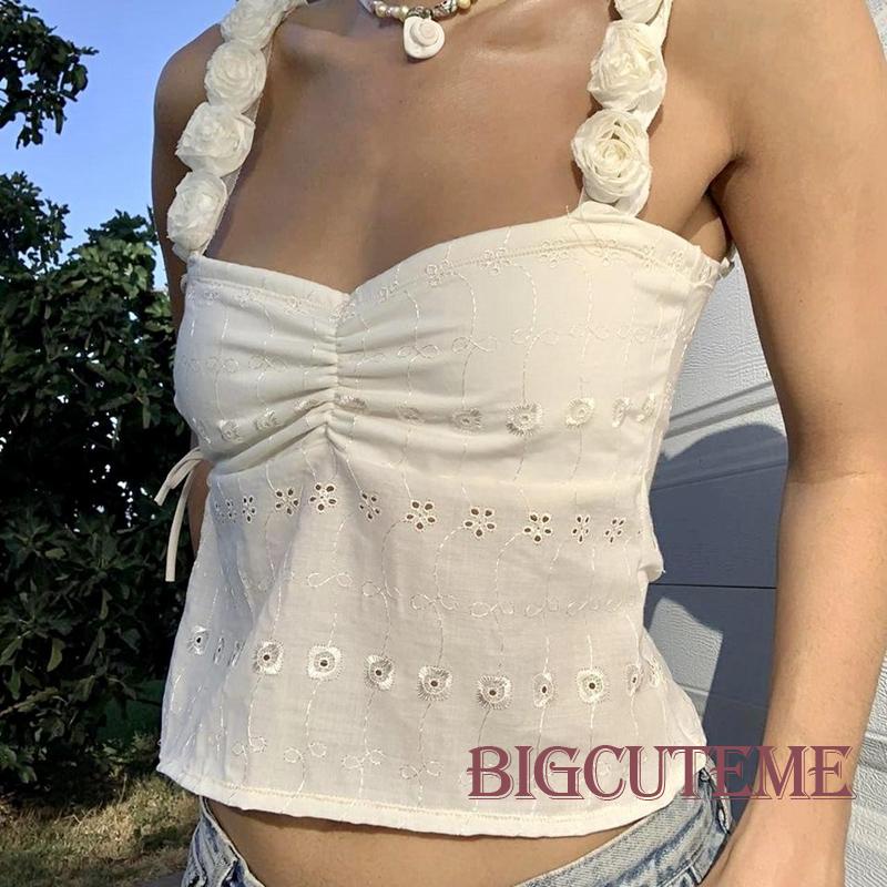 Áo Croptop Sát Nách Họa Tiết Hoa Thời Trang Xuân Hè Cho Nữ