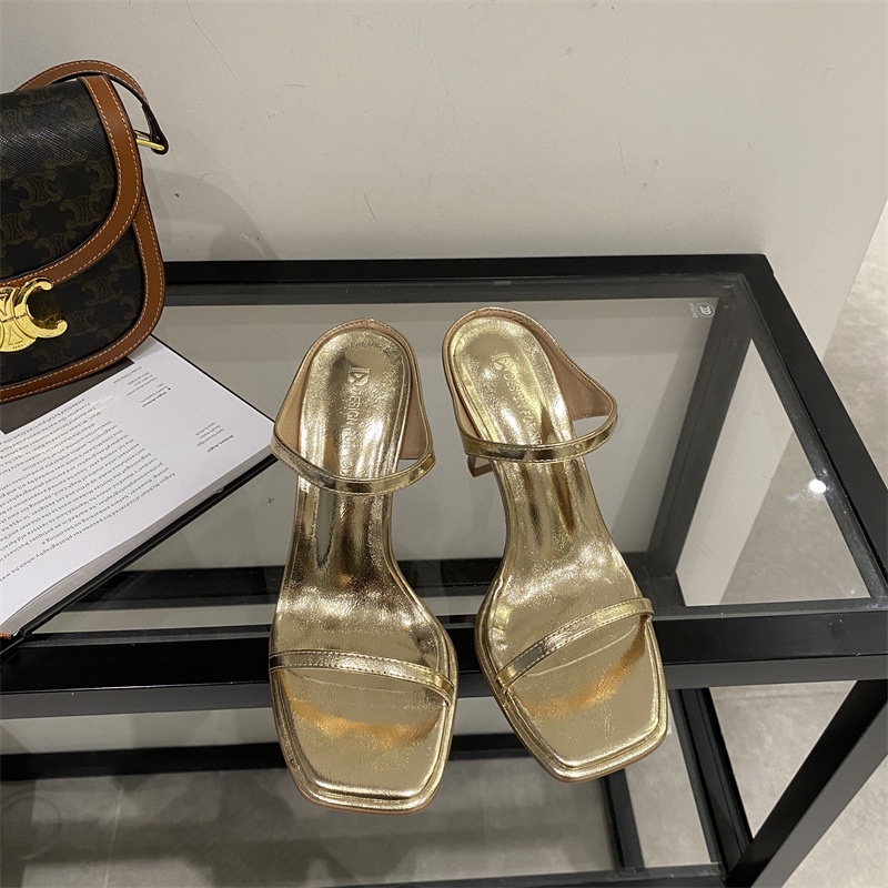Sandal Cao Gót Mũi Vuông Thiết Kế Mới Thời Trang Mùa Hè 2023 Dành Cho Nữ