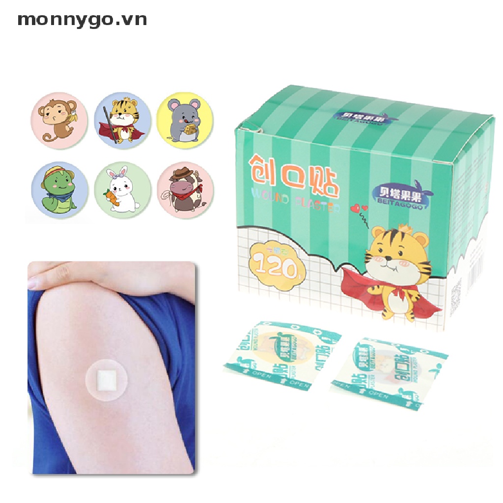 Hộp 120 Băng Cá Nhân Hình Tròn Thoáng Khí Chống Thấm Nước Cho Bé