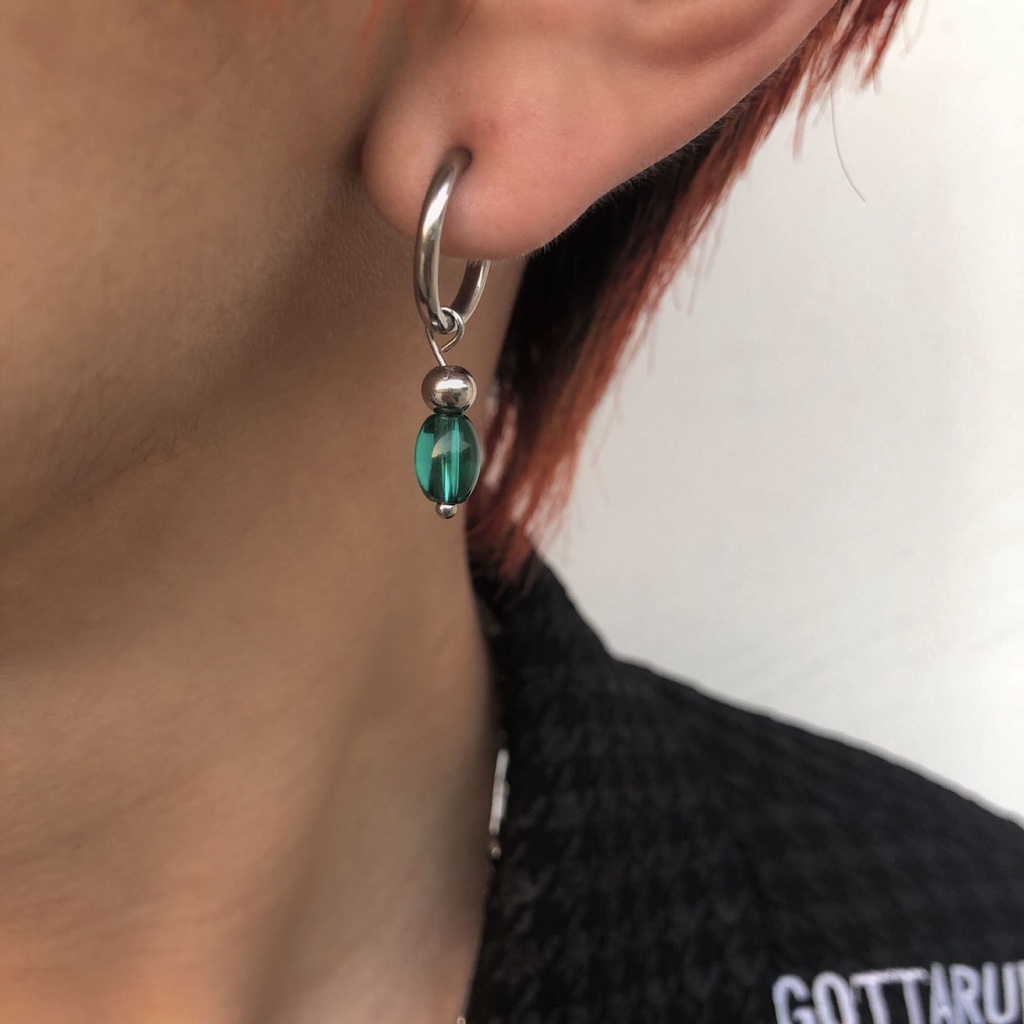 Khuyên Tai Titan Đính Ngọc Trai Phong Cách Hip hop Đường Phố Cá Tính Cho Nam