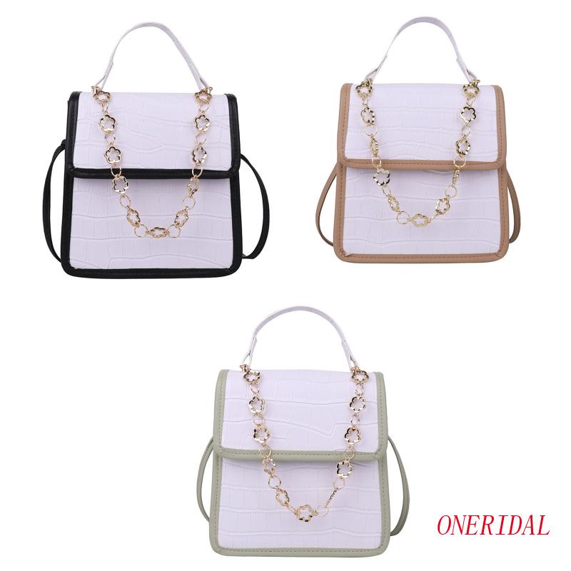 Túi Xách Da PU Vân Đá Phối Dây Xích Thanh Lịch Cho Nữ