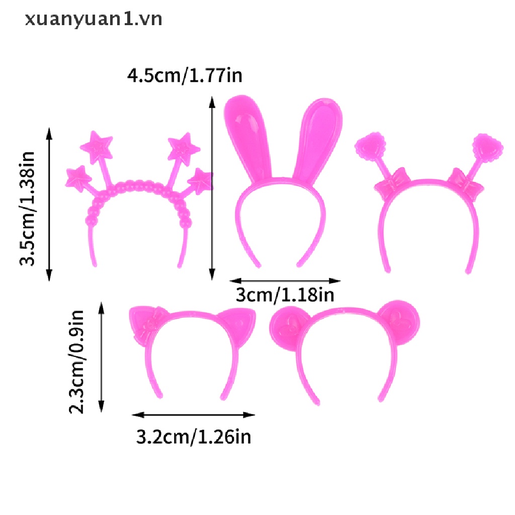 Set 5 Băng Đô Tai Thỏ / Mèo / Gấu 30cm Dễ Thương Dành Cho Búp Bê
