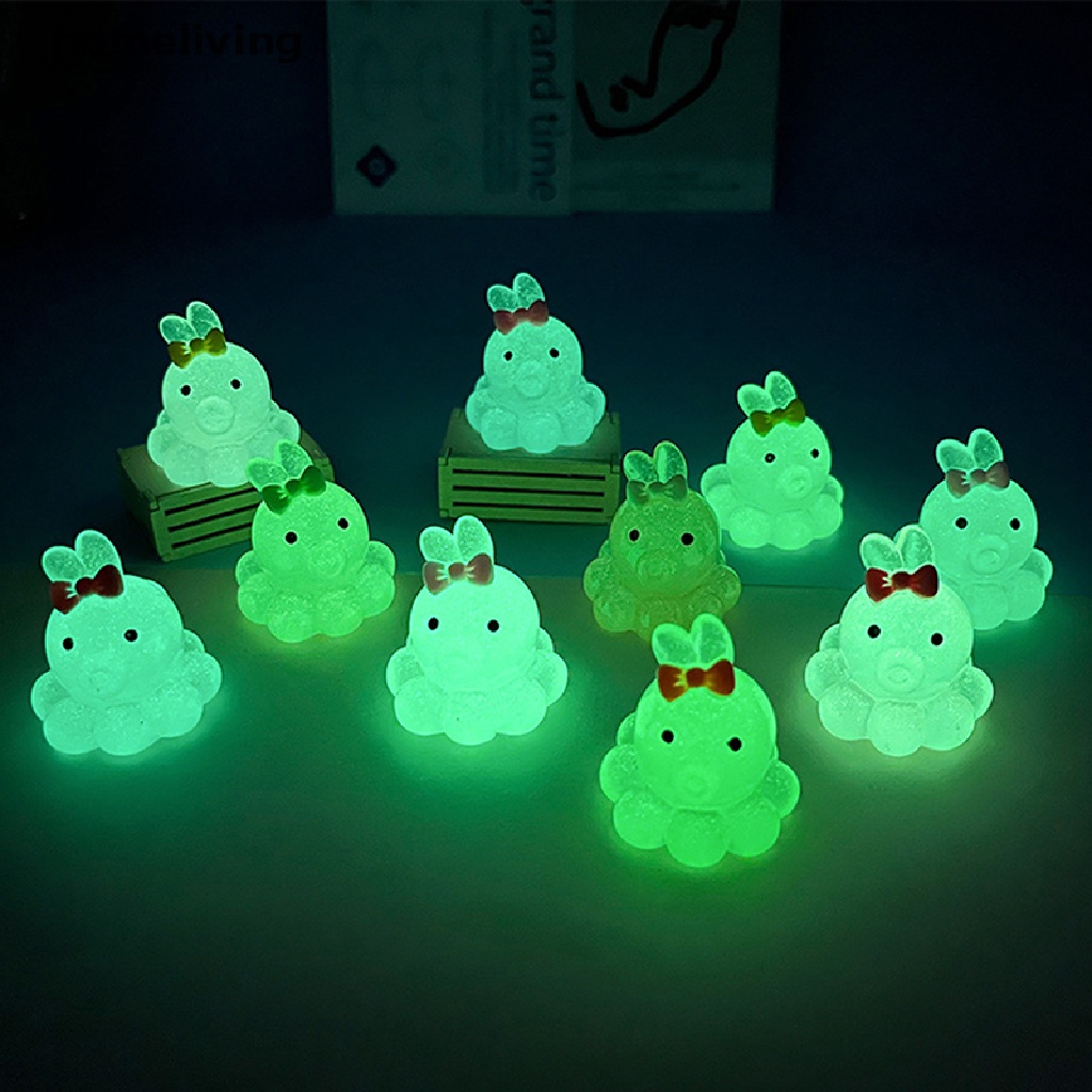 Bộ 2 Tượng Bạch Tuộc Mini Bằng Nhựa Phát Sáng Trang Trí Bảng Điều Khiển Xe Hơi