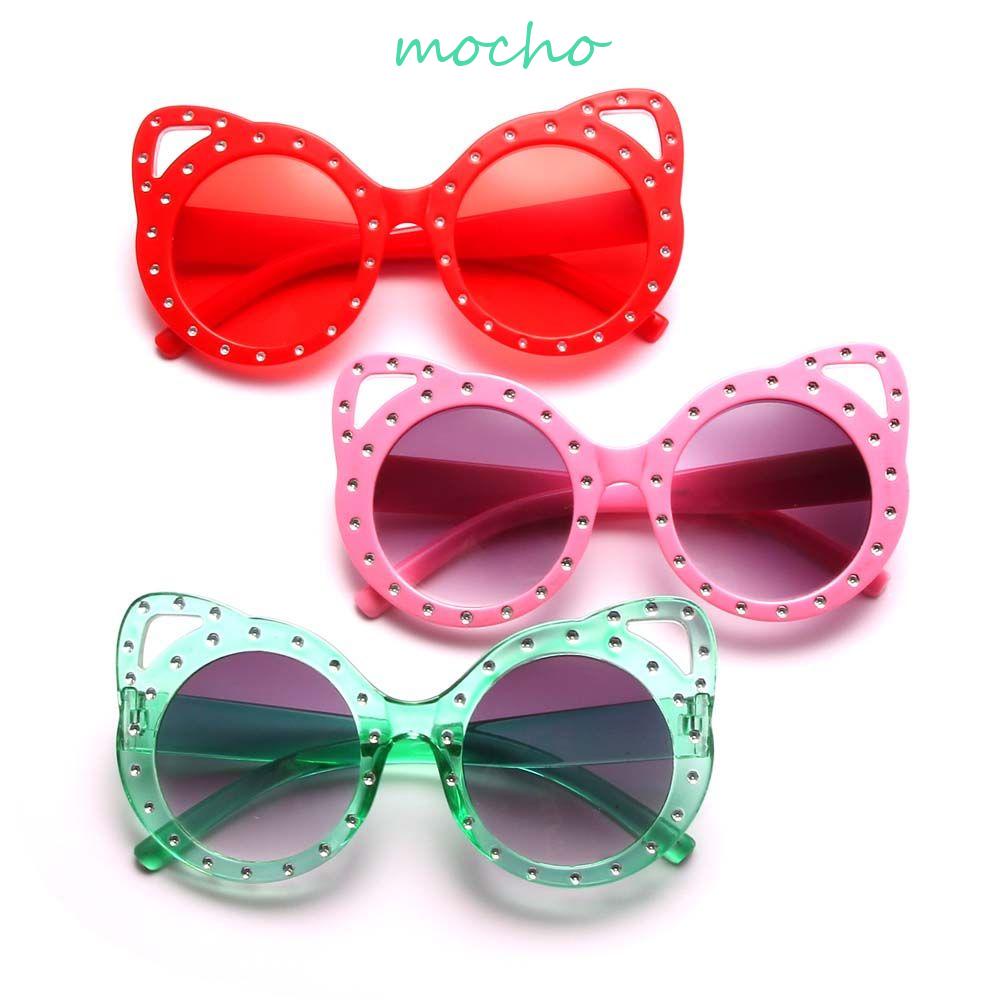 Mocho Kính Mát Gọng Tai Mèo Chống Phản Quang Phong Cách Vintage Cho Nữ|Gọng Kính Họa Tiết Chấm Bi Thời Trang|Kính Mát Thời Trang Cho Bé