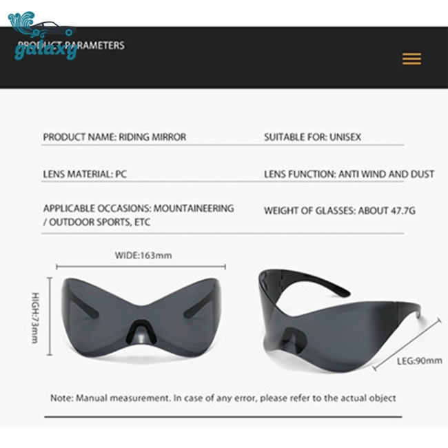 Galaxy 1 Cặp Kính Mát Y2k Chống Tia Uv400 An Toàn Cho Nam