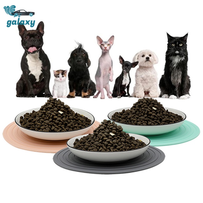 Galaxy Thảm Silicon Tròn Lót Tô Đựng Thức Ăn Chống Trượt Màu Trơn Cho Thú Cưng