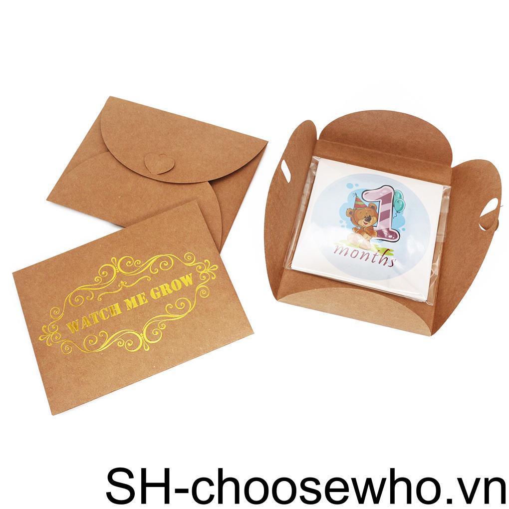 Miếng Dán Đánh Dấu Cột Mốc Tháng Hình Tròn In Họa Tiết Hoạt Hình Cho Bé Sơ Sinh 1-12 Tháng Tuổi