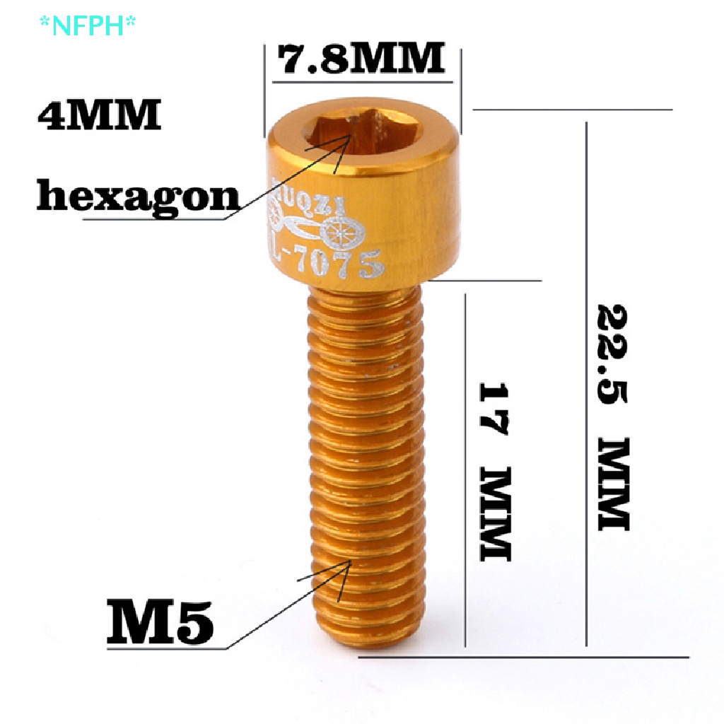 Bộ 4 Ốc Vít M5 X 17Mm Bằng Hợp Kim Nhôm Gắn Tay Lái Xe Đạp Mới