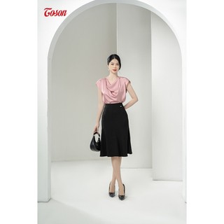 Chân váy đen xước hàn, dáng đuôi cá cắt vê chéo Toson 39002B63