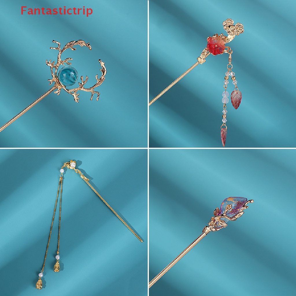 Trâm Cài Tóc Kim Loại Tráng Men Phong Cách Hanfu Trung Hoa Cổ Điển Cho Nữ Mới