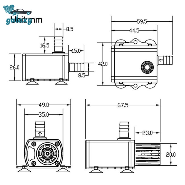 Máy Bơm Nước Mini 4 Chế Độ Không Chổi Than galaxy DC12V USB 5V
