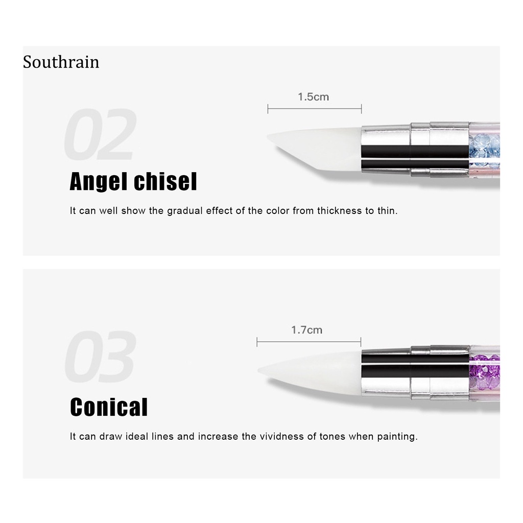 Set 5 Bút Vẽ Móng Hai Đầu Bằng Silicon Mềm Thoải Mái Đa Năng Cho Salon