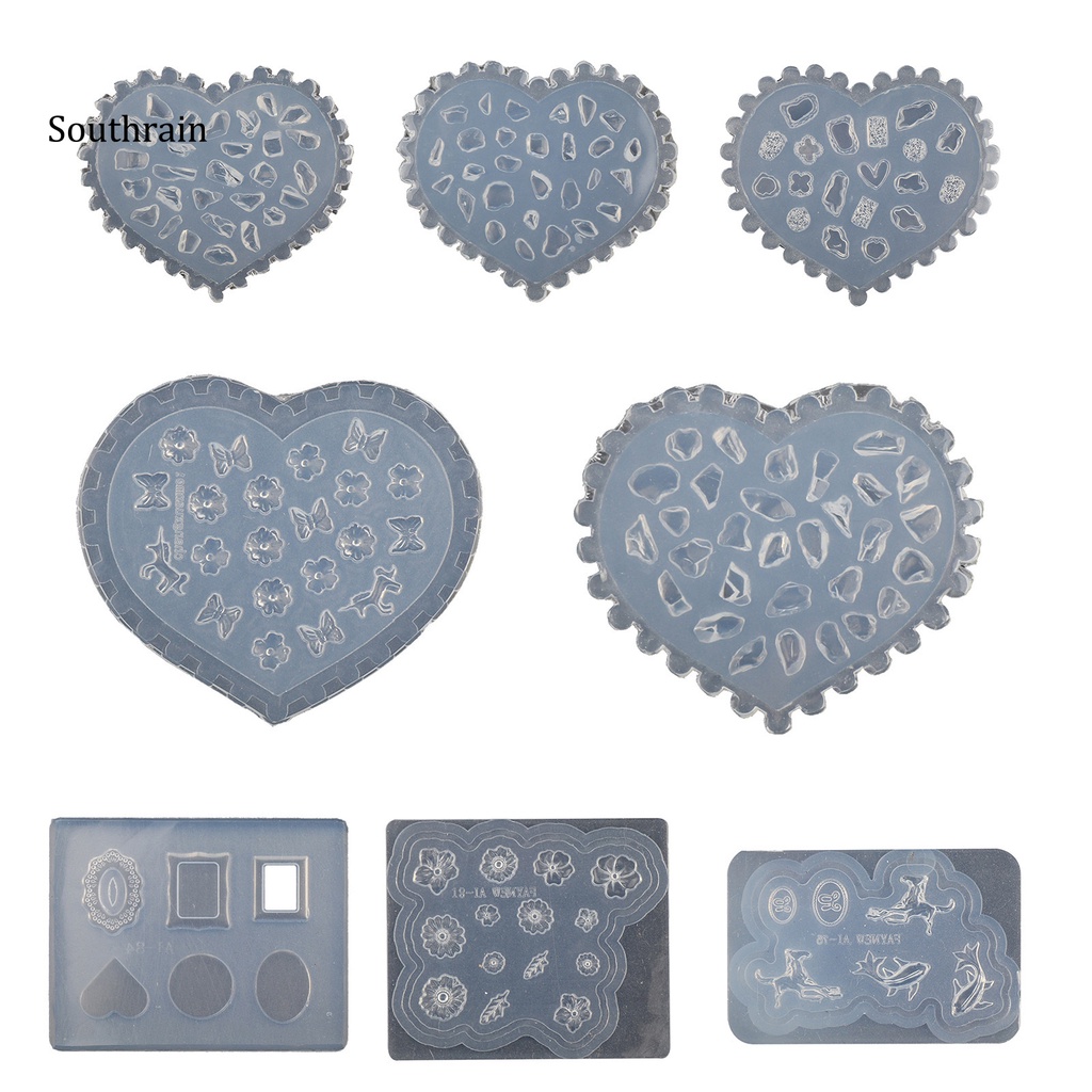 Khuôn Silicone Hình Trái Tim 3D Làm Móng Nghệ Thuật DIY