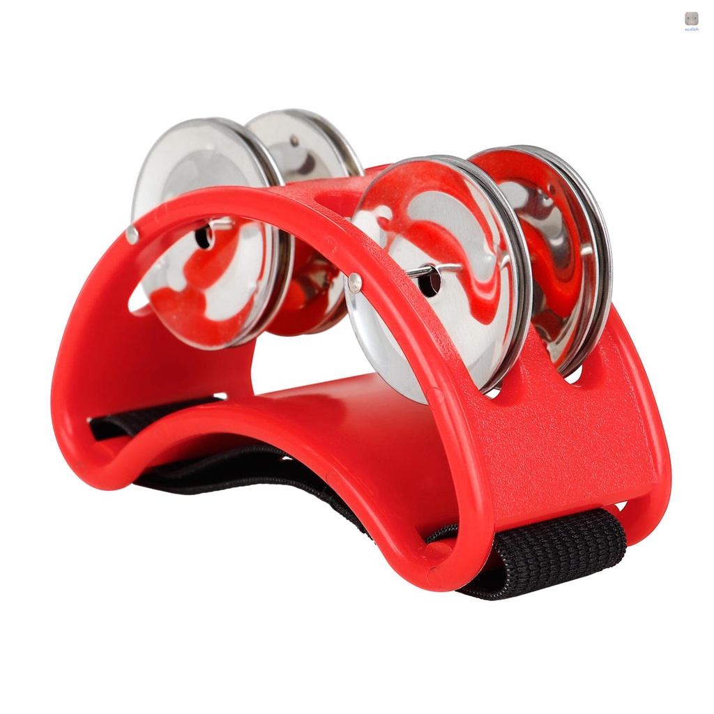 Trống Tambourine Kèm 4 Cặp Dây Đeo Đàn Hồi Bằng Thép Không Gỉ Dành Cho Nhạc Cụ Cajon Accompaniment