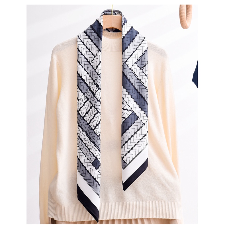 Khăn Choàng Lụa Vuông 90 * 90cm Chống Nắng In Họa Tiết Màu Tương Phản Thời Trang