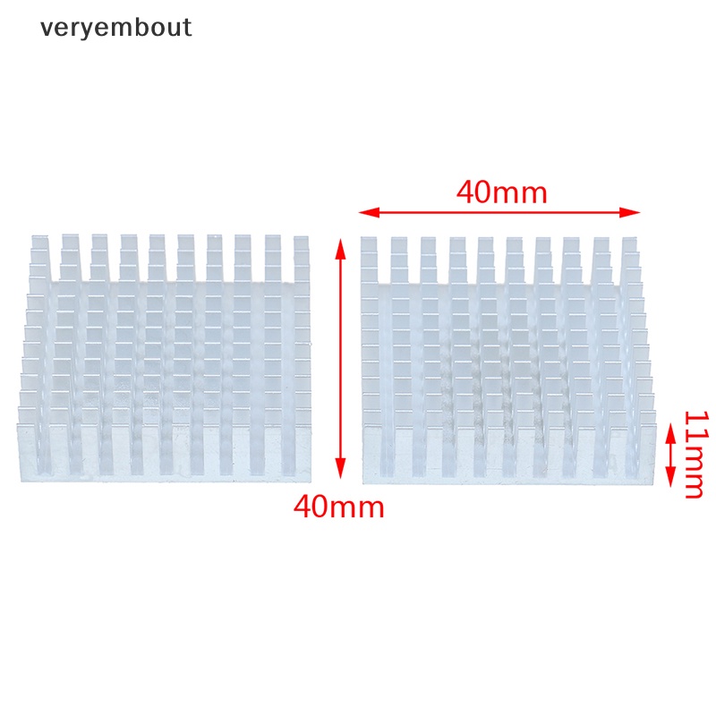 Set 2 Bộ Tản Nhiệt Bằng Nhôm Màu Bạc Kích Thước 40 * 40 * 11mm