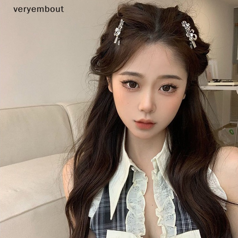 Kẹp Tóc Kim Loại Hình Hoa Đính Đá Thời Trang Cho Nữ Y2K