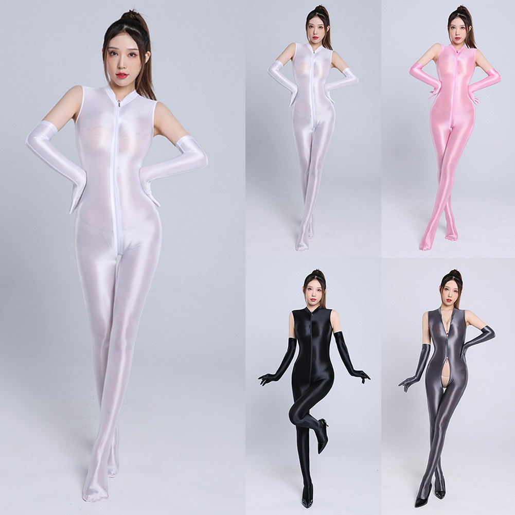 Bộ Áo Liền Quần Sát Nách Có Khóa Kéo Đôi Màu Bóng Mượt Mà Cho Nữ [MM0425]