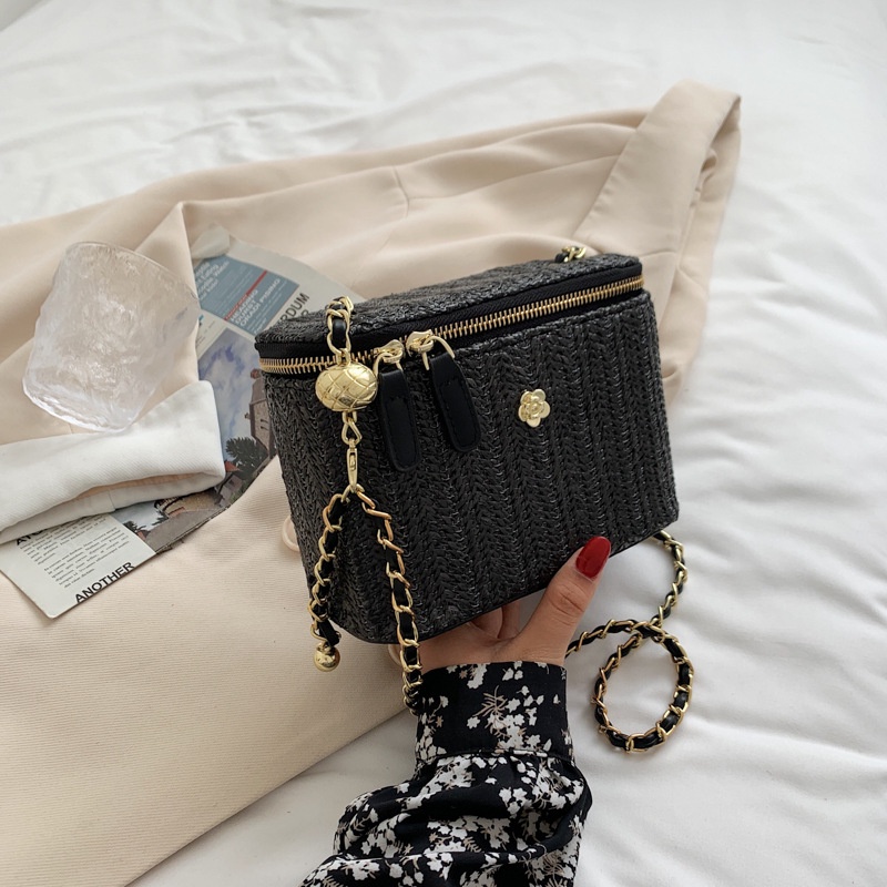 Túi Đeo Chéo Đan Lát Dáng Vuông Nhỏ Đựng Điện Thoại Phong Cách Bohemian Thời Trang Mùa Hè