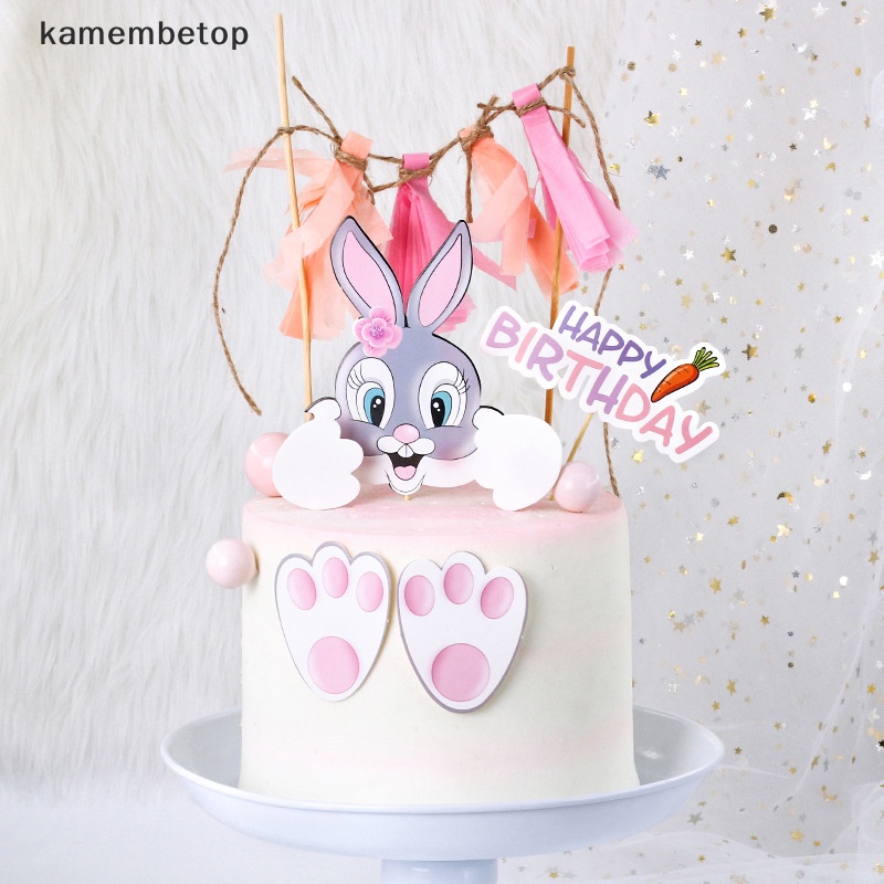 Phụ Kiện Trang Trí Bánh Kem Sinh Nhật Hình Dấu Chân Thỏ / Cà Rốt / Dấu Chân Dễ Thương