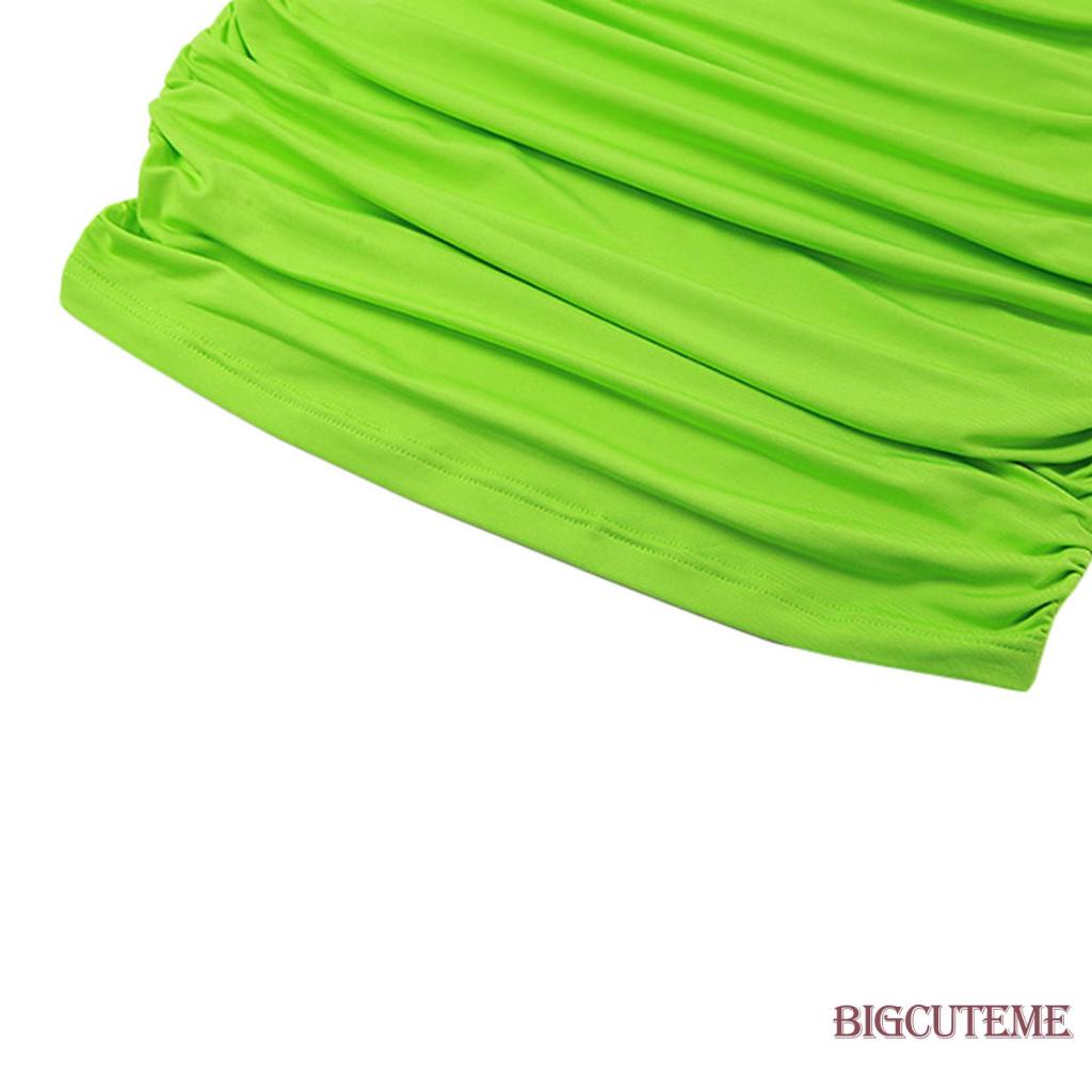 [] Đầm Ngắn Hai Dây Ôm Dáng Màu Xanh Lá Mùa Hè Cho Nữ