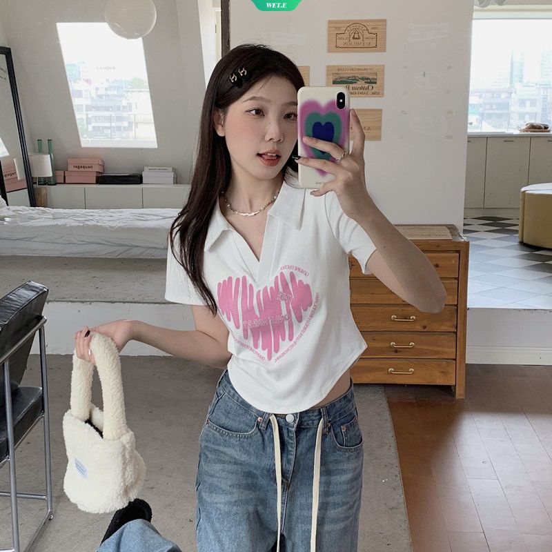 Áo Thun Crop Top Tay Ngắn Lệch Vai Thời Trang Mùa Hè 2023 Y2k Cho Nữ