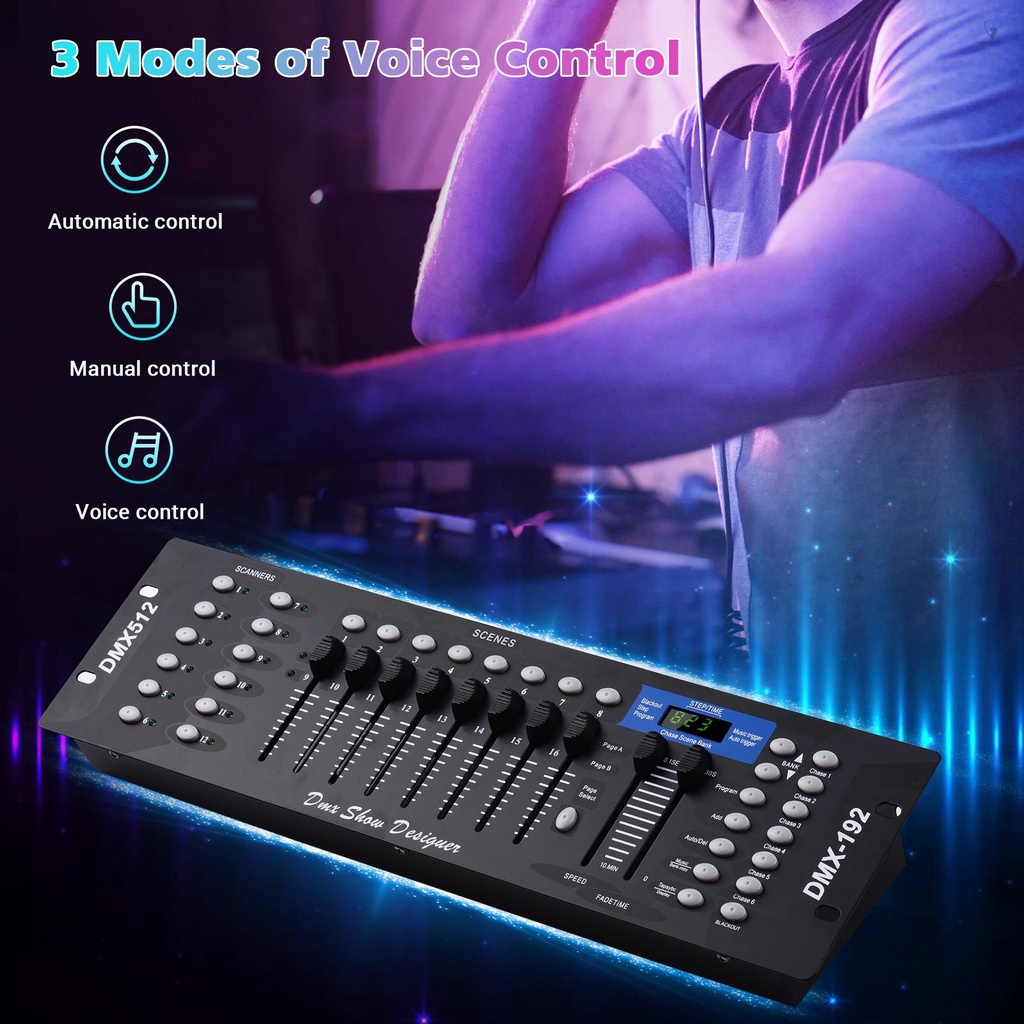 Bảng Điều Khiển Lập Trình Đèn LED DMX512 192CH Kích Hoạt Âm Thanh Với Ăng Ten Cho DJ Pubs Sân Khấu Quán Bar Tiệc Cưới