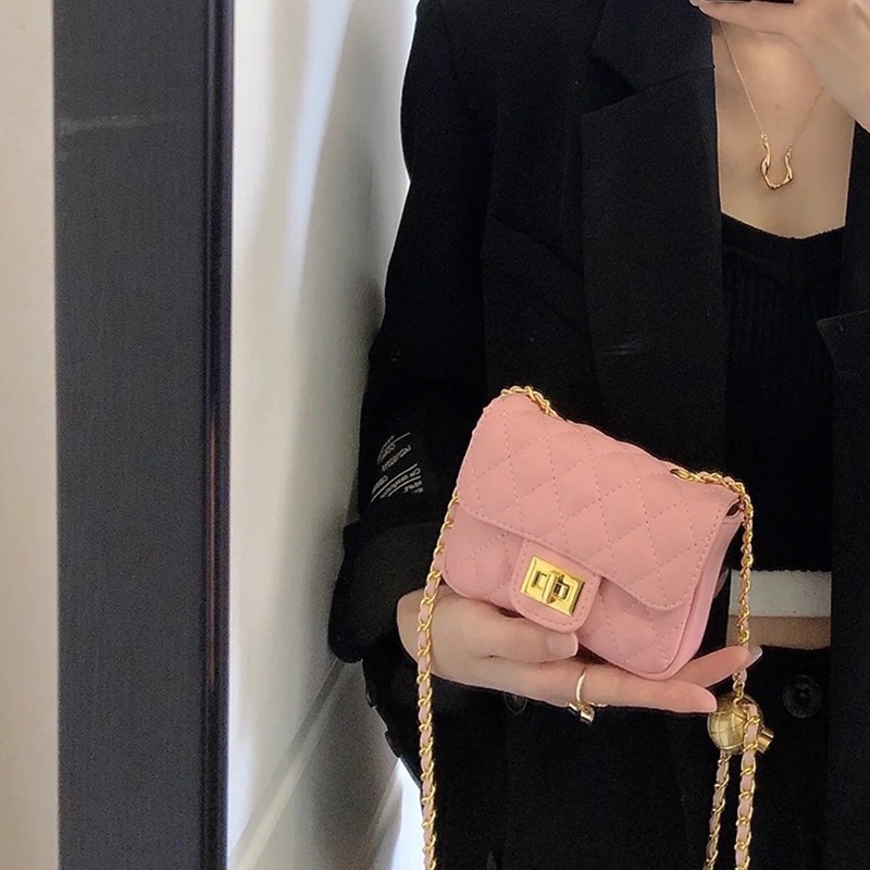Túi Đeo Chéo Chuỗi Hạt Hình Thoi mini Đơn Giản Thời Trang Cho Nữ