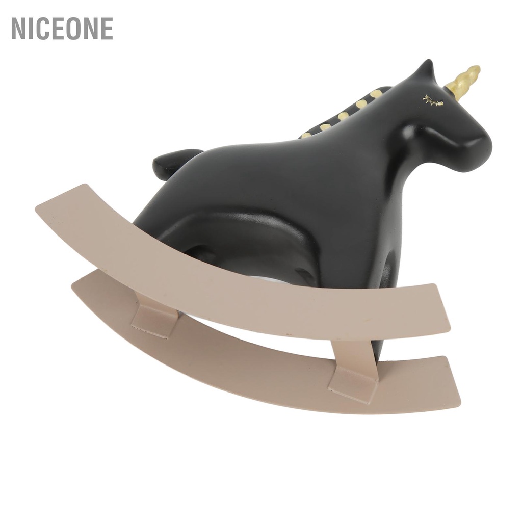 NiceOne  Tượng ngựa bập bênh màu đen nhỏ 13.5x4.5x14.5cm/5.3x1.8x5.7 Điêu khắc trang trí thủ công cho kệ phòng