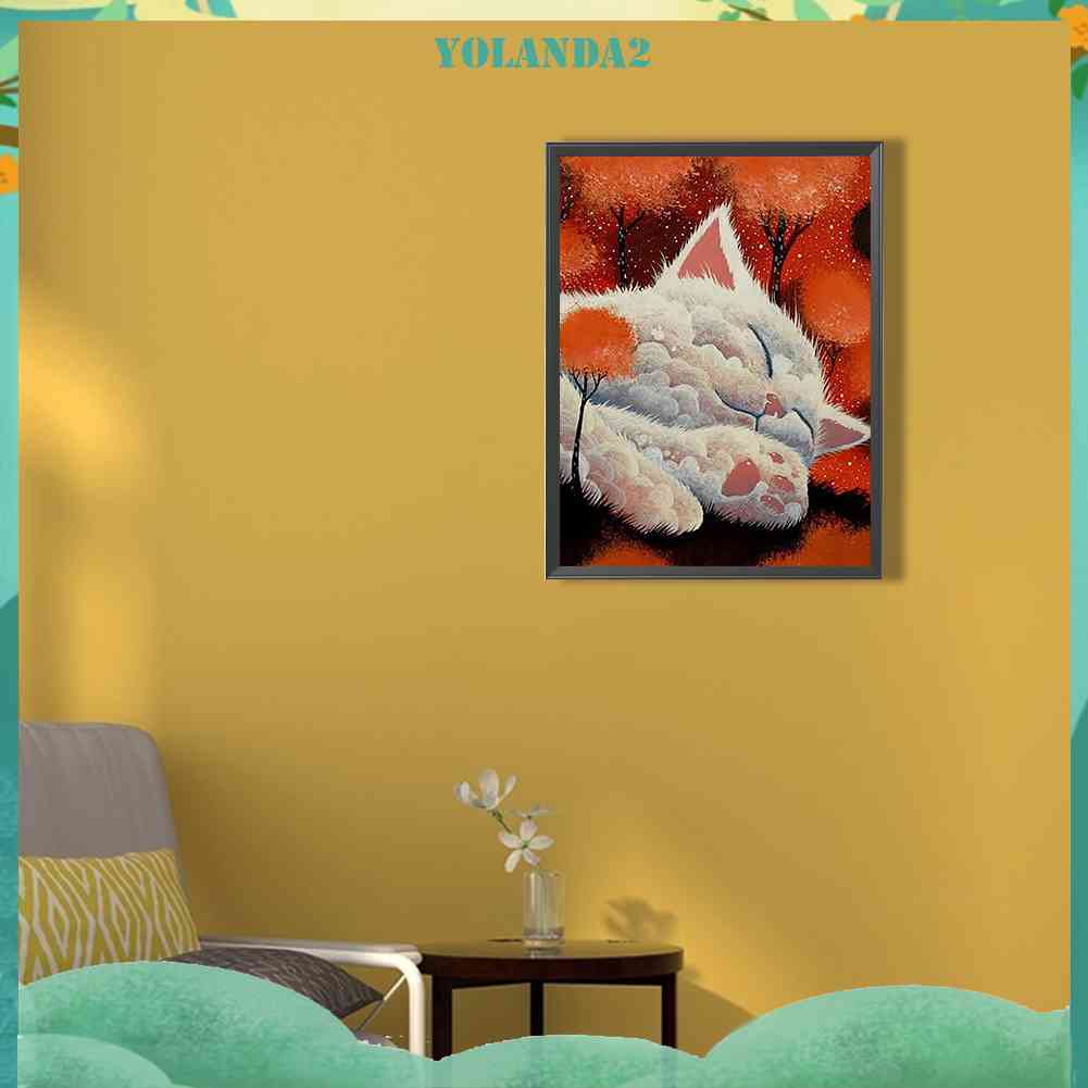 Tranh Đính Đá Kim Cương Toàn Bộ 5D DIY Hình Vẽ Mèo Trang Trí Nhà Cửa