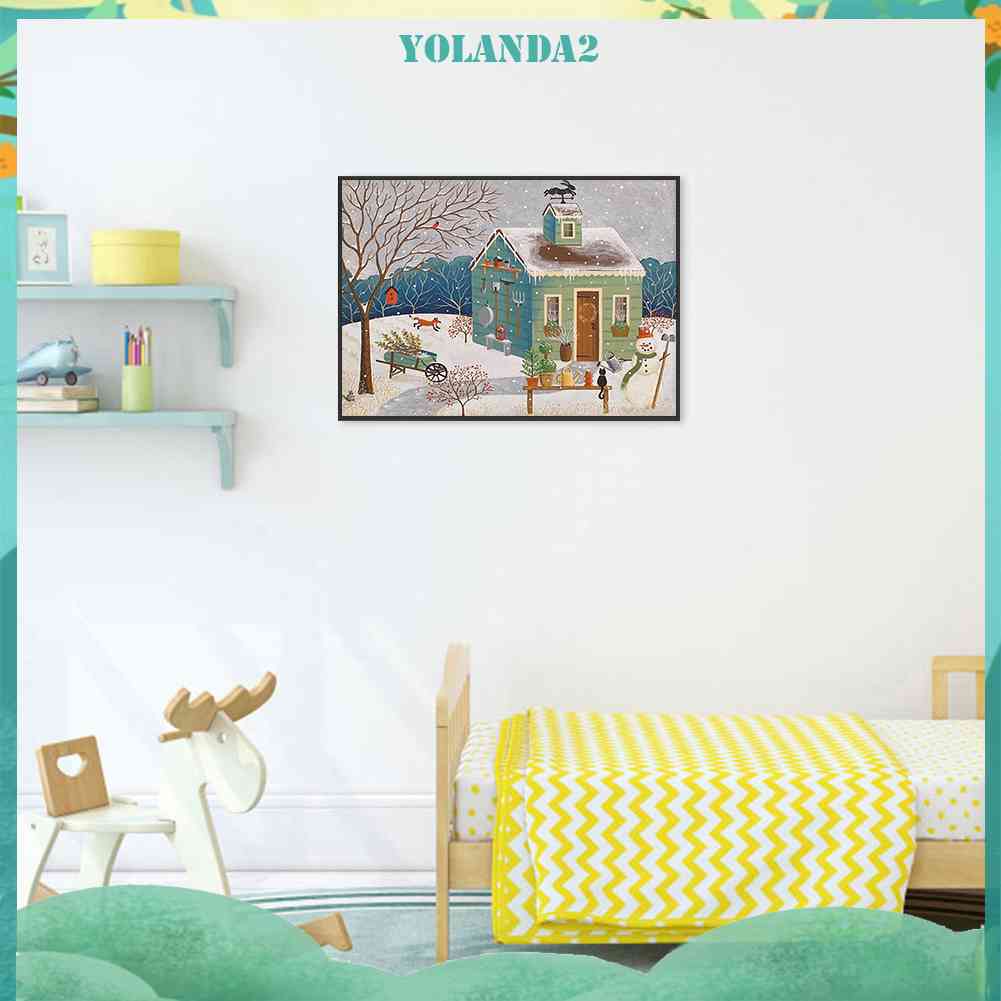 Bộ Tranh Đính Đá 5D DIY Hình Ngôi Nhà Tuyết Phủ Toàn Diện