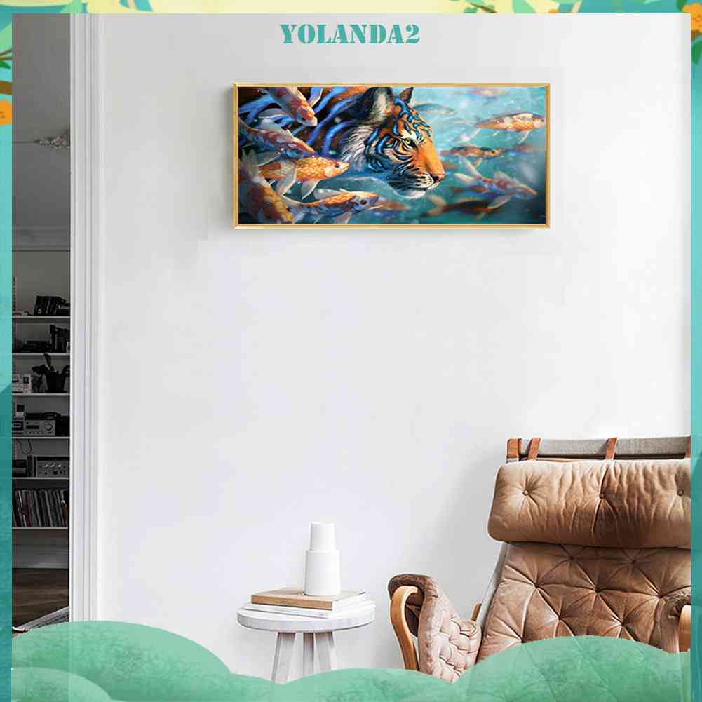 Bộ Tranh Đính Đá 5D Họa Tiết Hổ / Cá Vàng Độc Đáo DIY Dùng Trang Trí Nhà Cửa