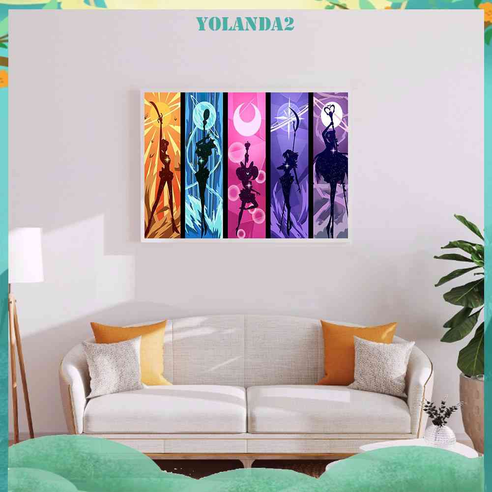 Tranh Đính Đá Kim Cương Toàn Bộ 5D DIY Hình Vẽ Thủy Thủ Mặt Trăng Dùng Trang Trí Nhà