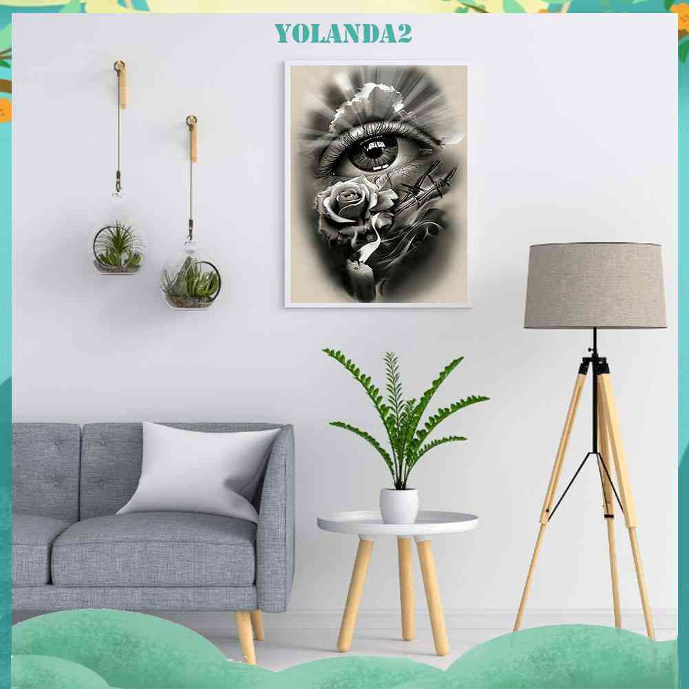 Tranh Đính Đá Kim Cương Toàn Bộ 5D DIY Hình Vẽ Mắt Hoa Hồng