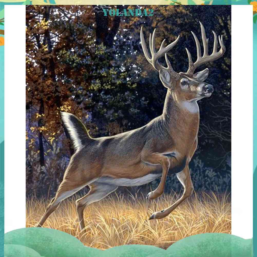 Bộ Tranh Đính Đá Tự Làm Hình Hươu Kích Thước 40x50cm
