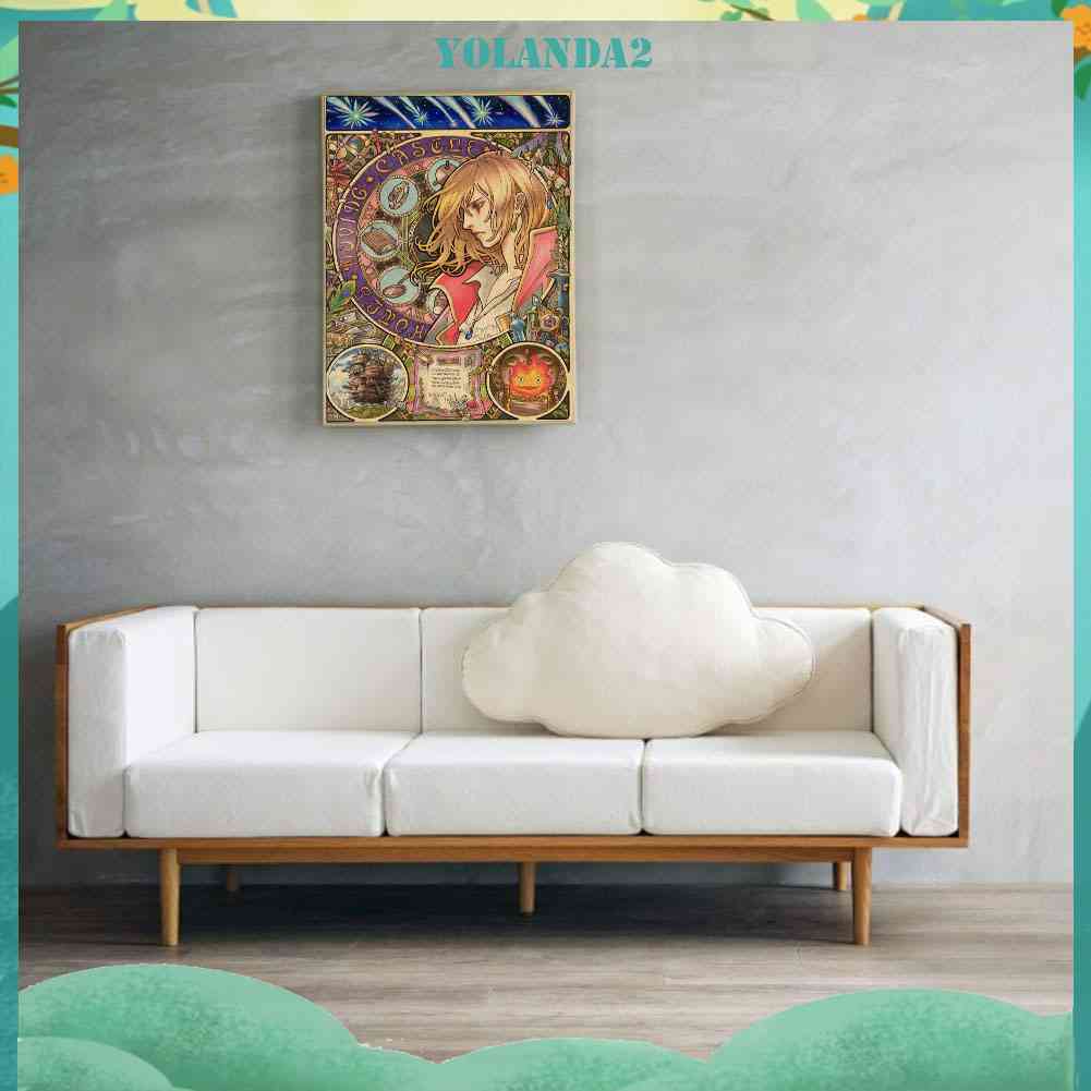 Bộ Tranh Đính Đá 5D Họa Tiết Hayao Miyazaki Độc Đáo DIY Dùng Trang Trí Nhà Cửa