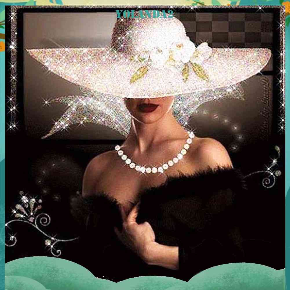 Tranh Đính Đá Kim Cương Toàn Bộ 5D DIY Hình Vẽ Cô Gái Đội Mũ