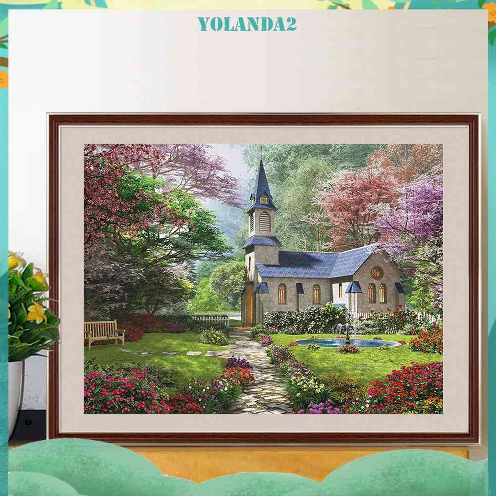 Bộ Tranh Đính Đá 5D Họa Tiết Ngôi Nhà Rừng Độc Đáo DIY Dùng Trang Trí