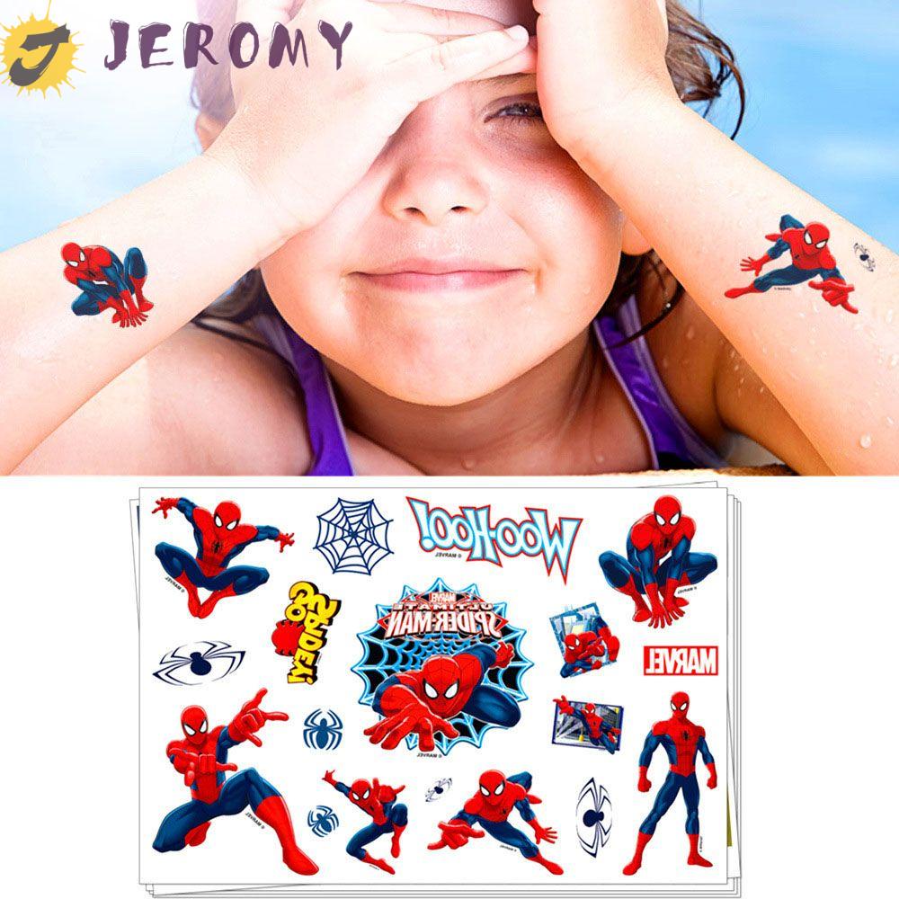 1 Tấm Hình Xăm Dán Chính Hãng Hình Spiderman Captain America Cho Bé Trai
