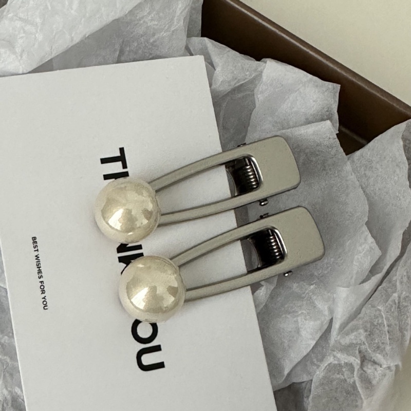 Kẹp Tóc Mỏ Vịt Kim Loại Đính Ngọc Trai Giả Phong Cách Hàn Quốc