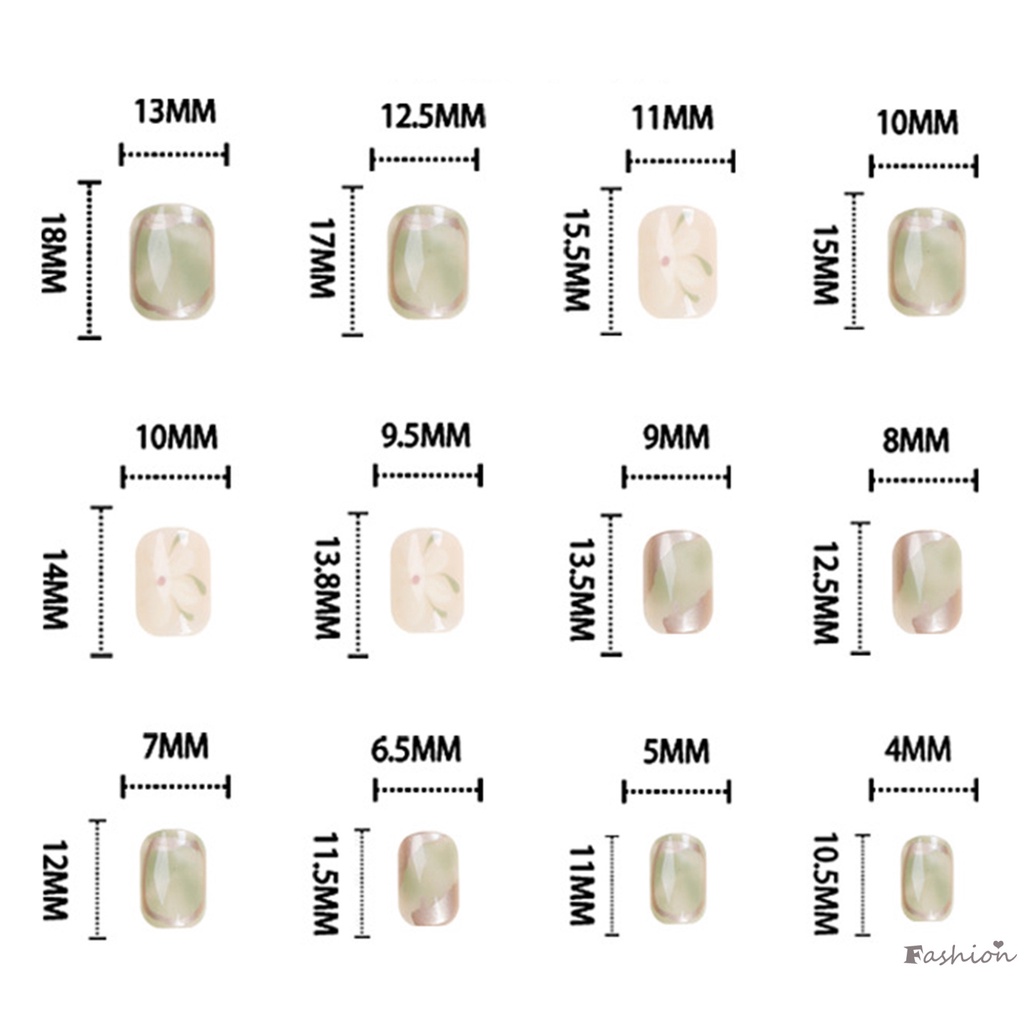 Bộ Móng Tay Giả Hình Vuông Siêu Mỏng Che Phủ Toàn Diện Màu Xanh Lá