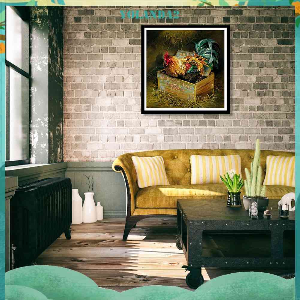 Tranh Đính Đá Kim Cương Toàn Bộ 5D DIY Hình Vẽ Gà Nông Trại