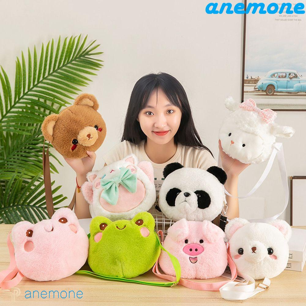 Túi Đeo Vai Mini Bằng Vải Bông Hình Gấu Trúc / Ếch Hoạt Hình Dành Cho Trẻ Em